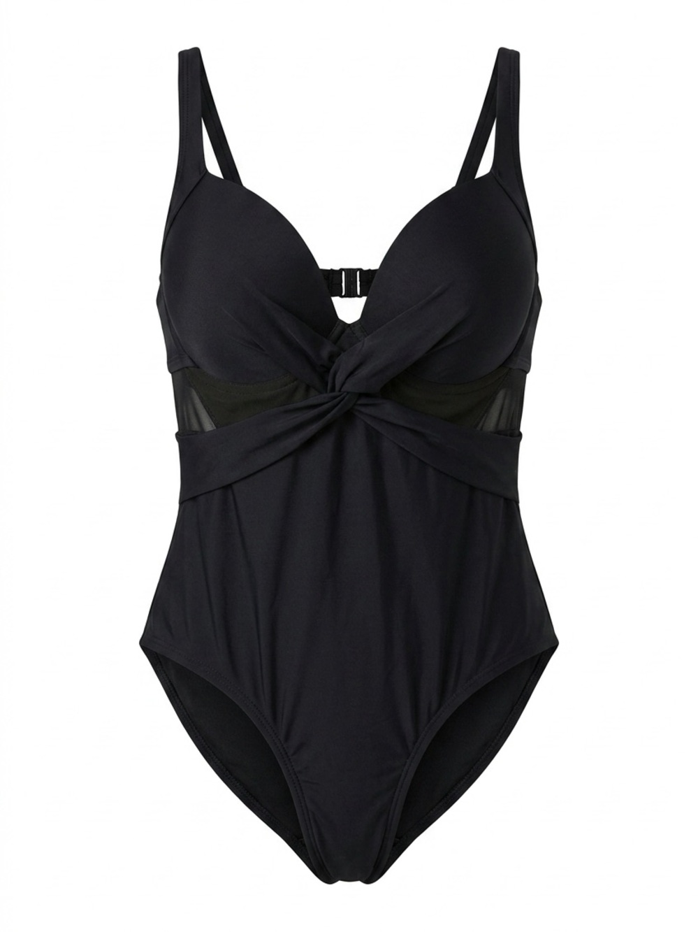 Black Twist-Front One-Piece Swimsuit